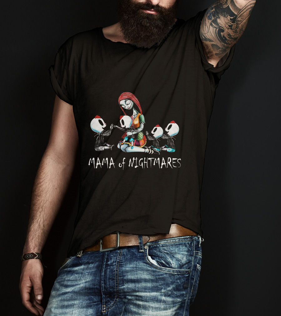 4 Boys Mama Of Nightmares Skeleton Characters T-Shirt