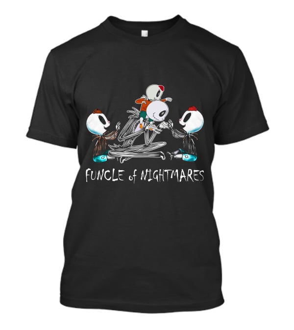 Funcle Of Nightmares 3 Boys Skeletons Playful Scene T-Shirt