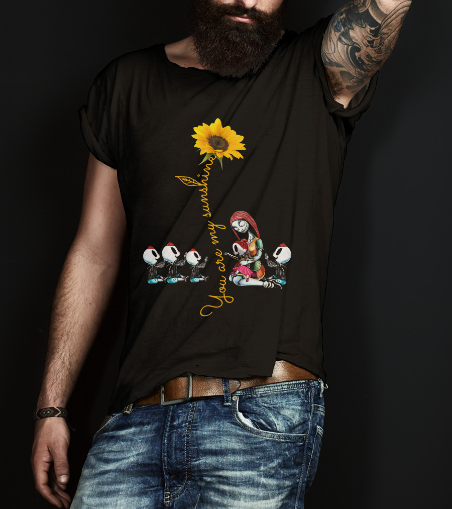 4 Boys 1 Girl You Are My Sunshine Sunflower With Skeleton Family T-Shirt