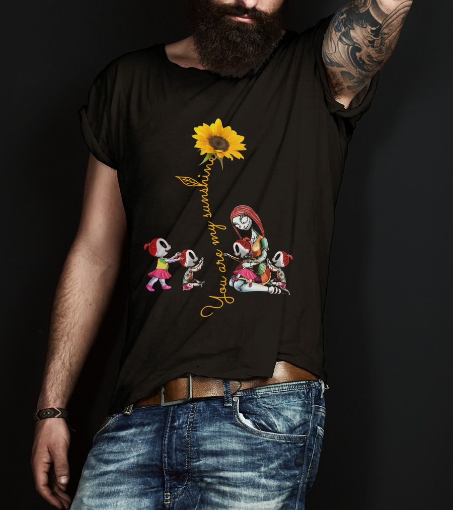 You Are My Sunshine Sunflower With 4 Girls And Stylized Character Hugging T-Shirt