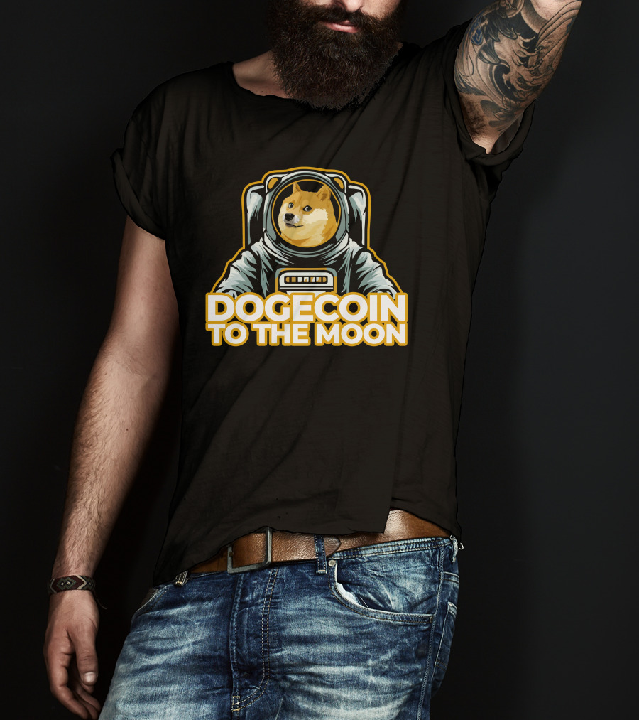 Shiba Dogecoin Astronaut Journey To The Moon T-Shirt