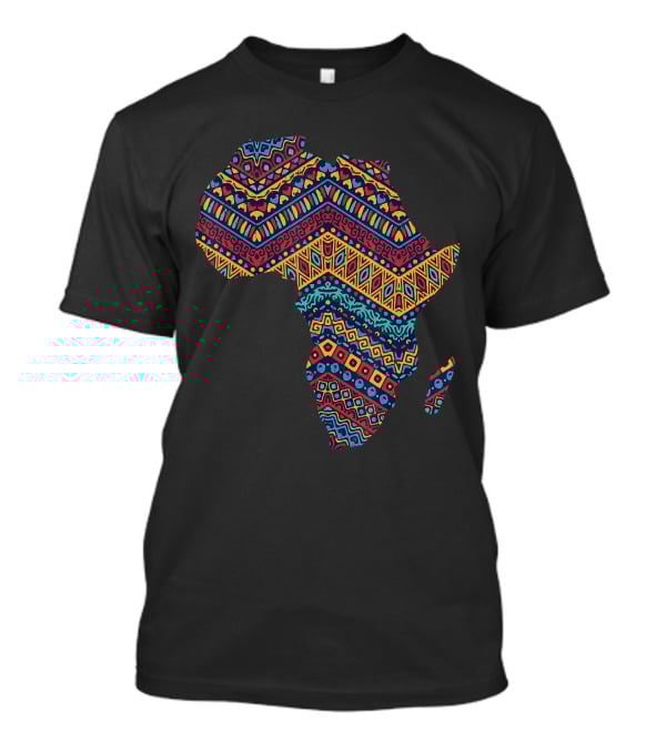 Africa Flag Kente Cloth Black Pride African American Map T-Shirt