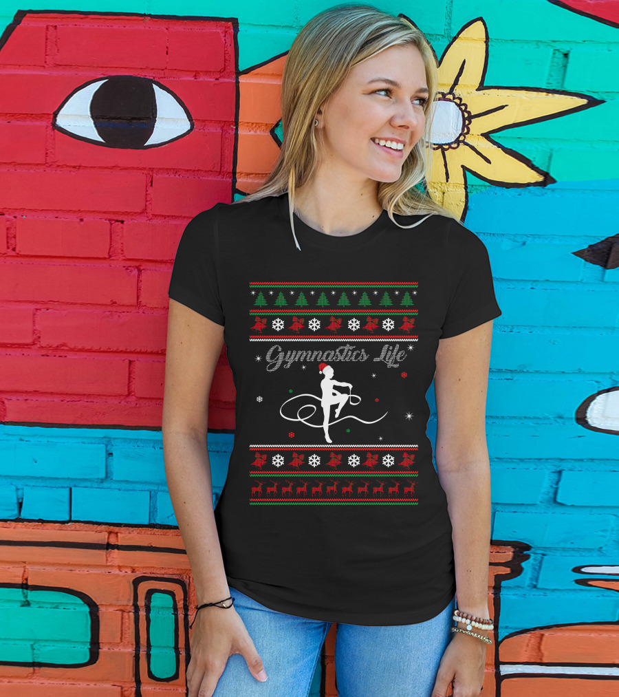 Gymnastics Life Christmas Santa Hat Holiday T-Shirt