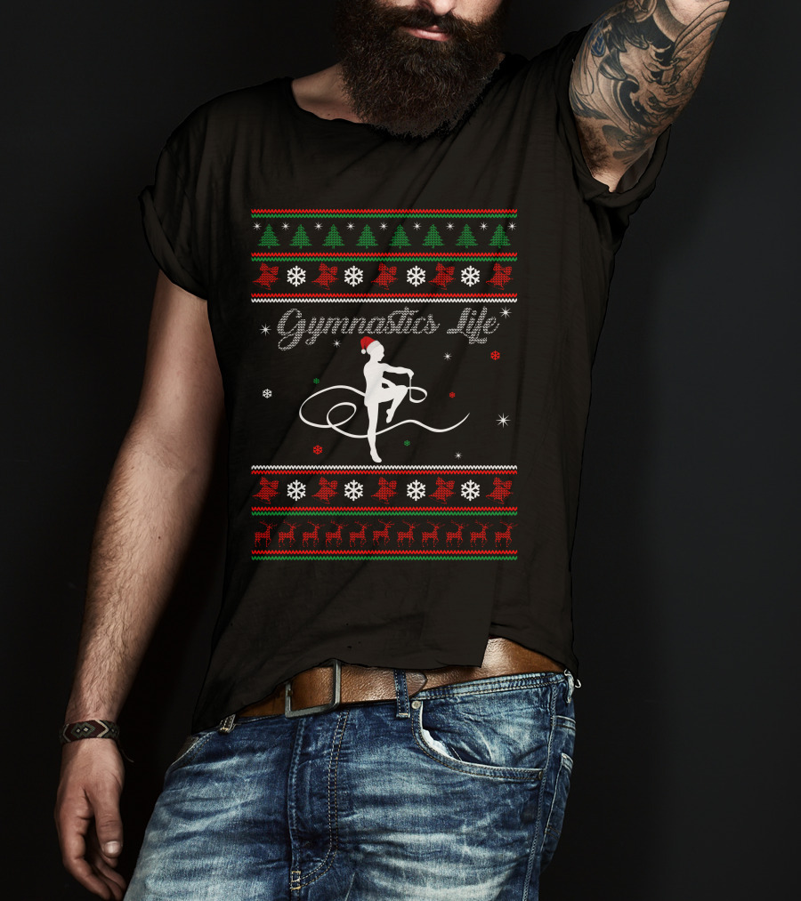 Gymnastics Life Christmas Santa Hat Holiday T-Shirt