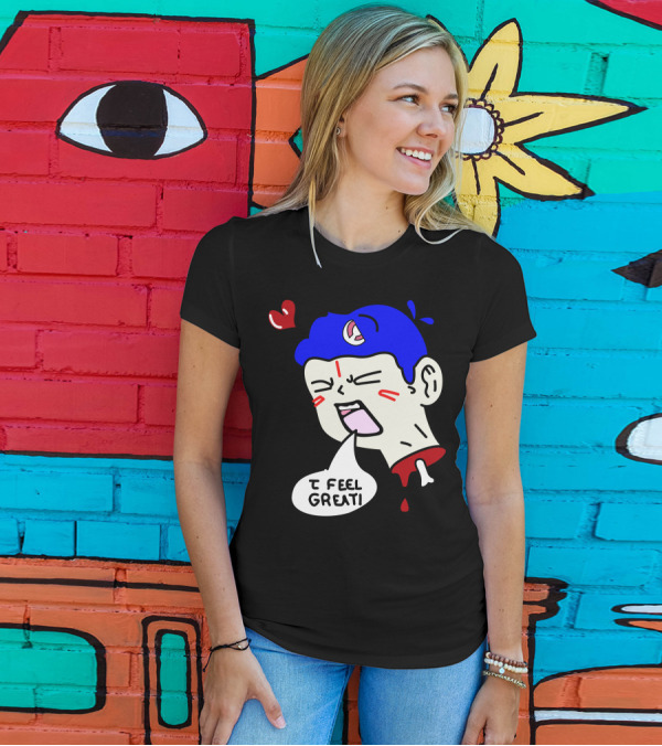 6 Dogs Merch I Feel Great Heart Cartoon Bone Droplets T-Shirt