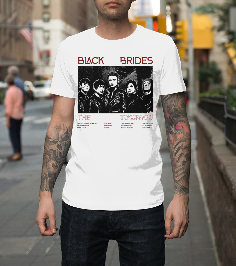 Black Veil Brides The Phantom Tomorrow Slackerbo Spectres Torch The Wicked One Shadows Rise Fields Of Bone Crimson Skies Kill The Hero Fall Eternal T-Shirt