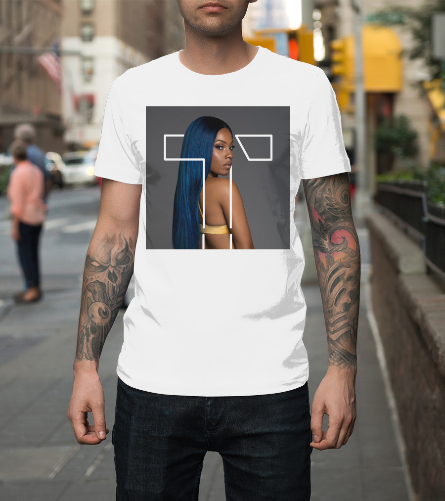 Terilisha T Silhouette Overlay With Blue Hair T-Shirt