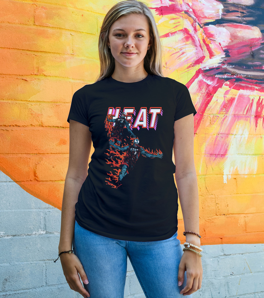 Heat Antimerch Basketball Flame Dunk Players T-Shirt
