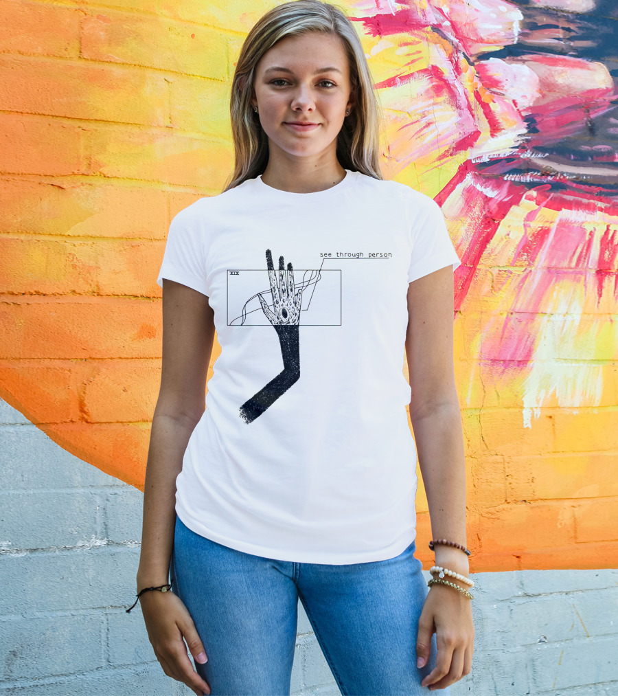 See Through Person Hand Illustration With Void Design And Abstract Lines T-Shirt