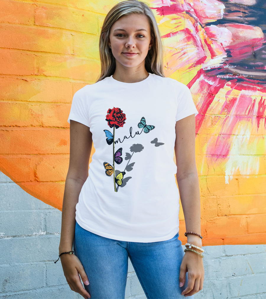 Malu Red Rose Butterflies T-Shirt