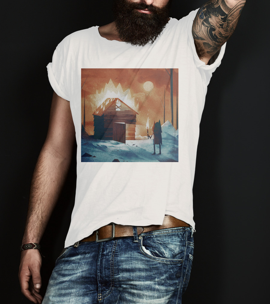 Galleons Merch Cabin Under Twilight With Frozen Forest And Firelight T-Shirt