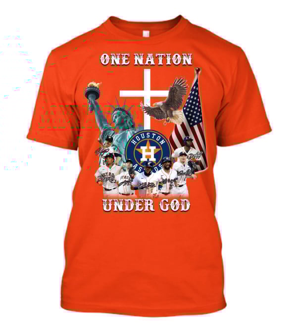 One Nation Under God Houston Astros Statue Of Liberty American Flag T-Shirt
