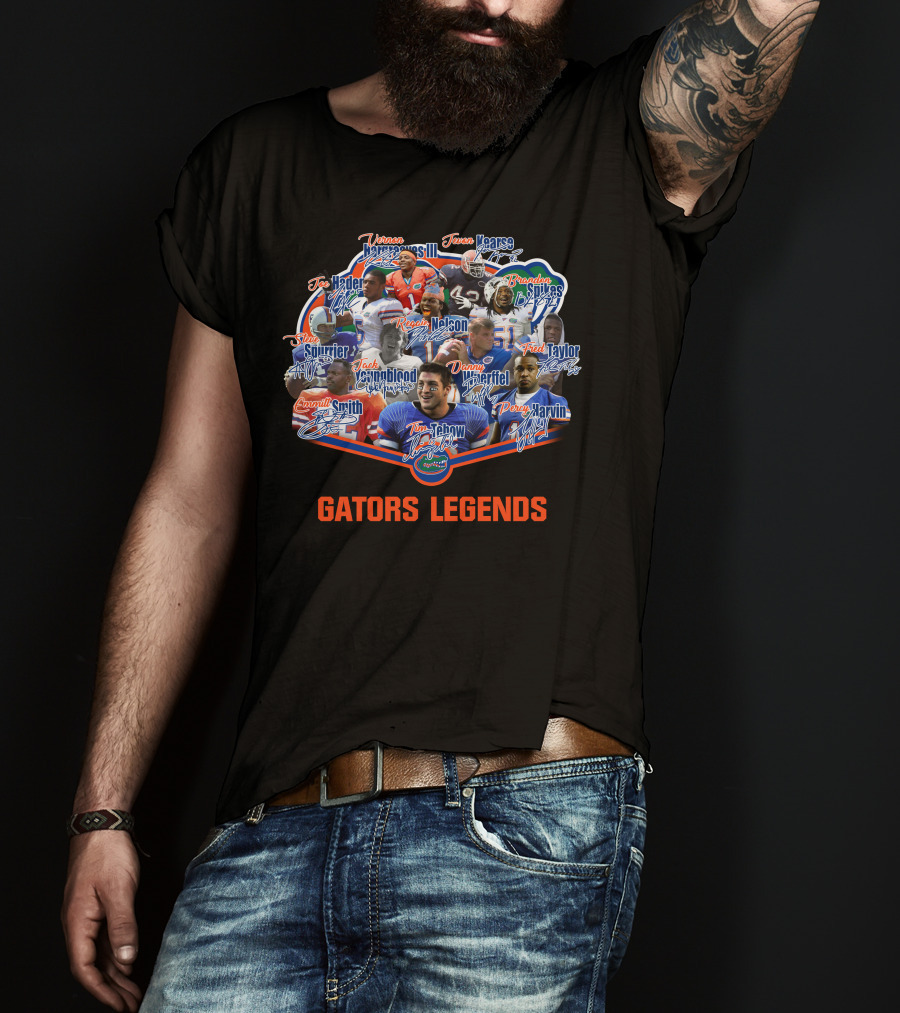Florida Gators Legends Tim Tebow Emmitt Smith Jevon Kearse Percy Harvin Danny Wuerffel T-Shirt