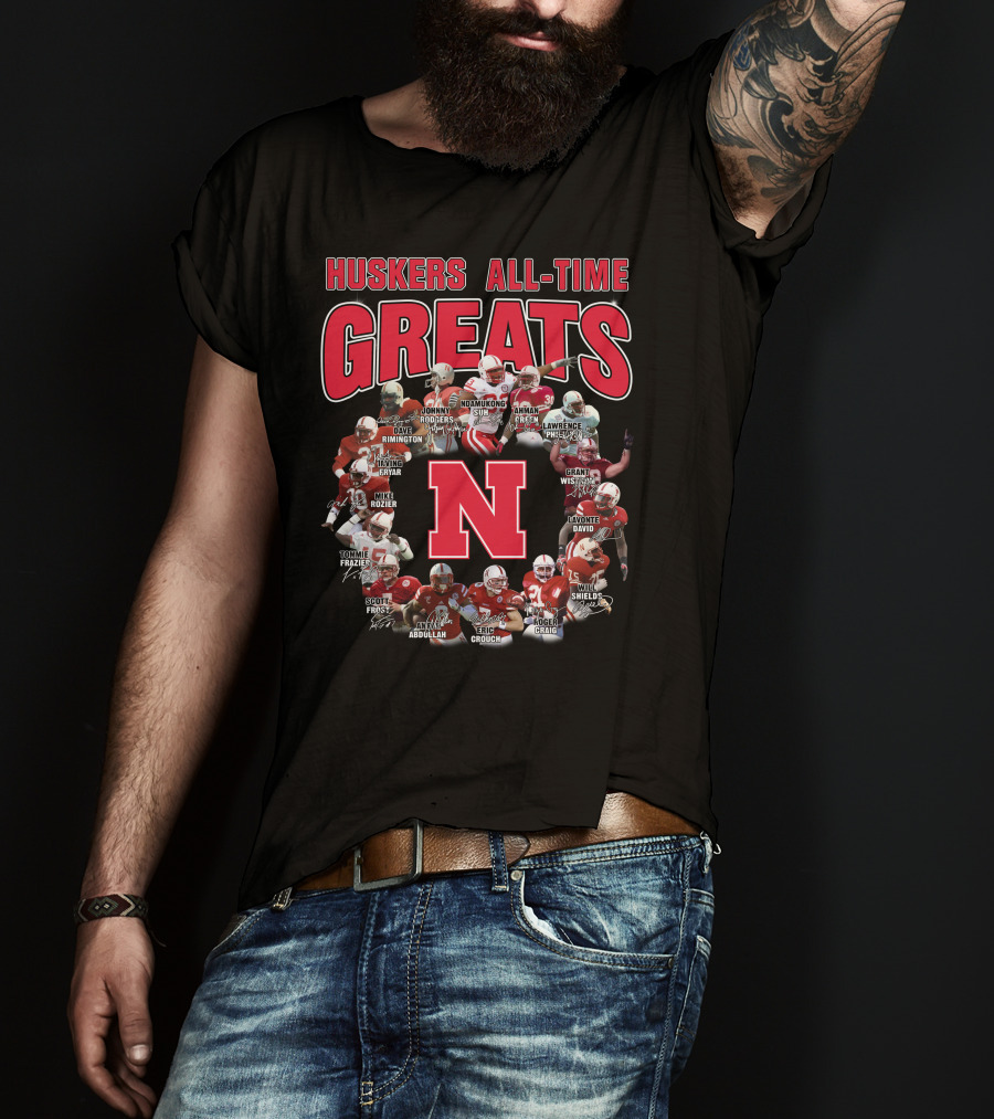 Huskers All-Time Greats Suh Frazier Green Crouch Abdullah Shields Rimington Rozier Wistrom Brothers Fryar Gill David Taylor Dixon T-Shirt