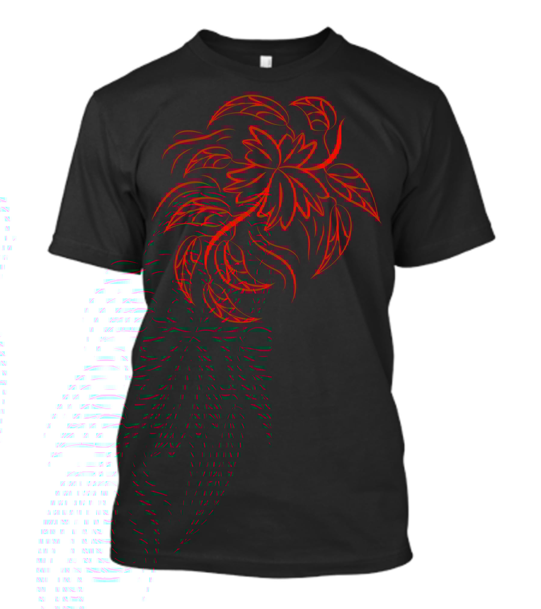 Pr 322 Red Tribal Leaf T-Shirt