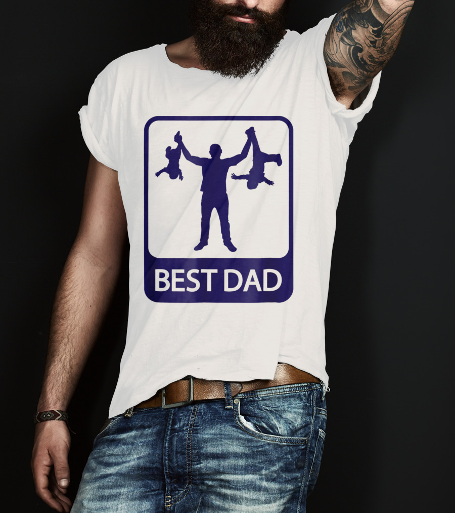 Best Dad Silhouette Holding Kids Playfully T-Shirt