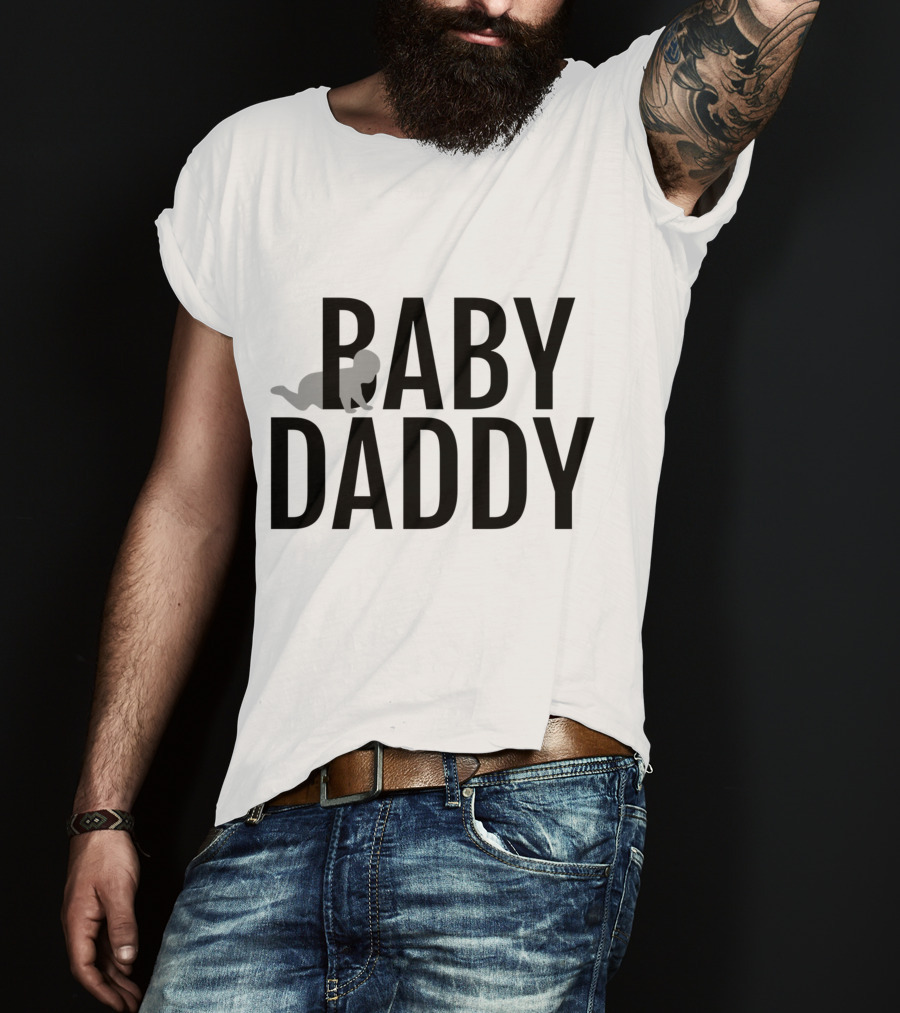 Baby Daddy Silhouette With Crawling Baby Image T-Shirt