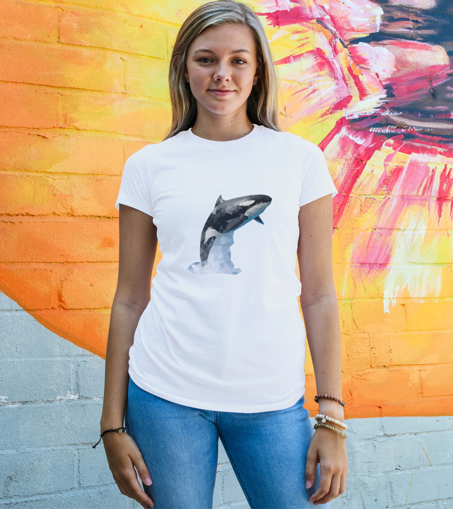 Dophil Jump Geometric Dolphin In Mid-Leap T-Shirt