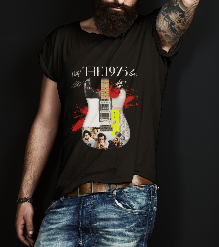 The 1975 Signed Guitar Collage Album T-Shirt