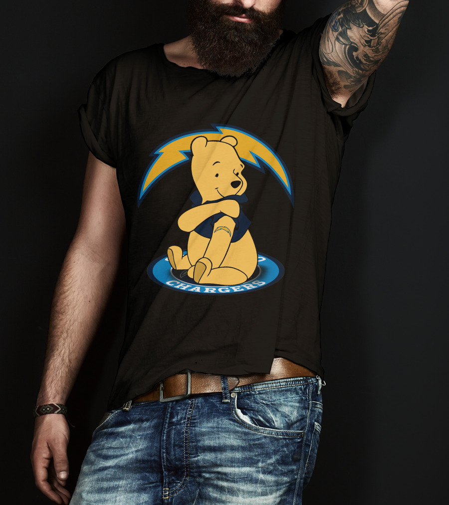 Pooh Chargers Crossover With NFL Lightning T-Shirt