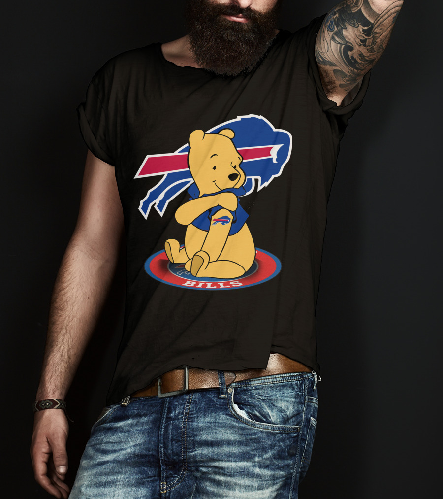 Pooh Bills Buffalo Bills Crossover Featuring Iconic Bear T-Shirt