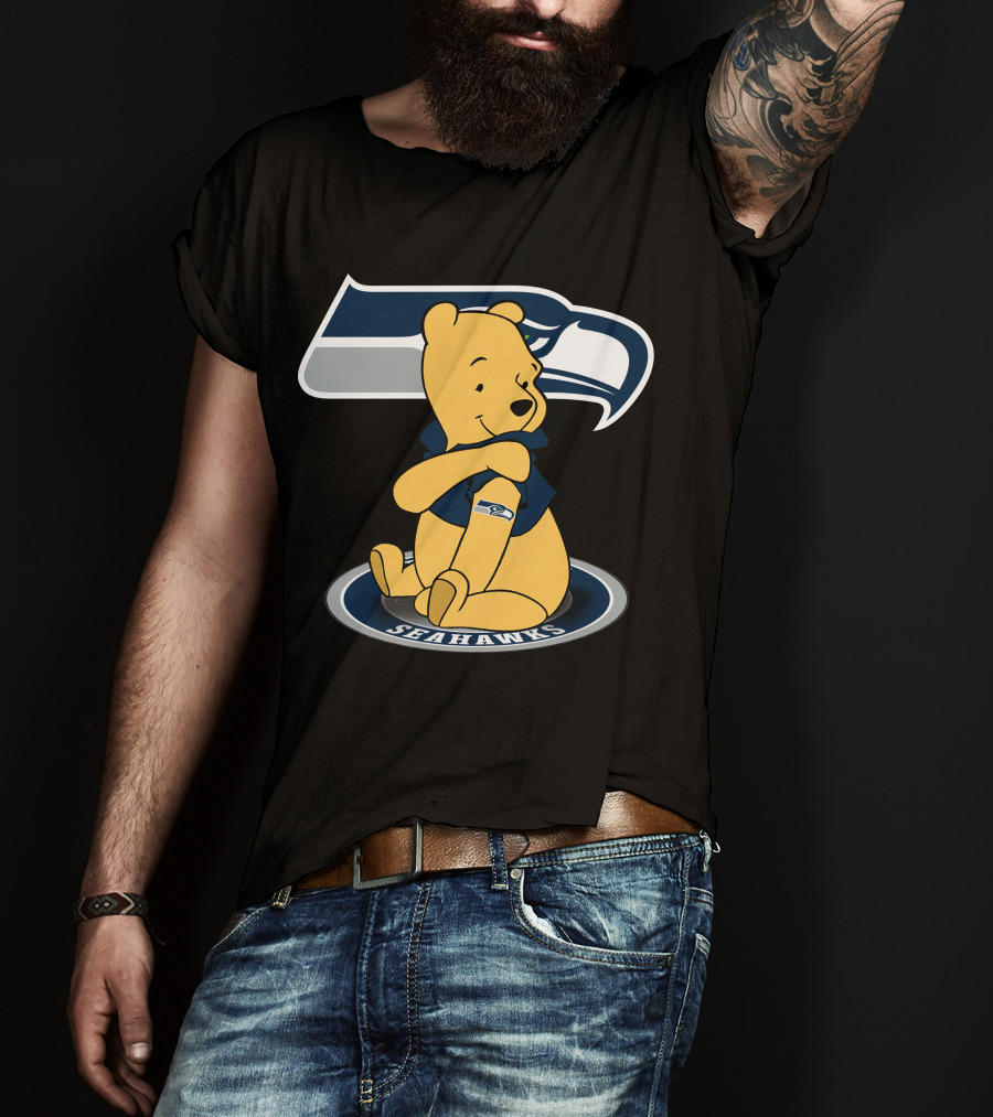 Pooh Bear With Seattle Seahawks NFL T-Shirt