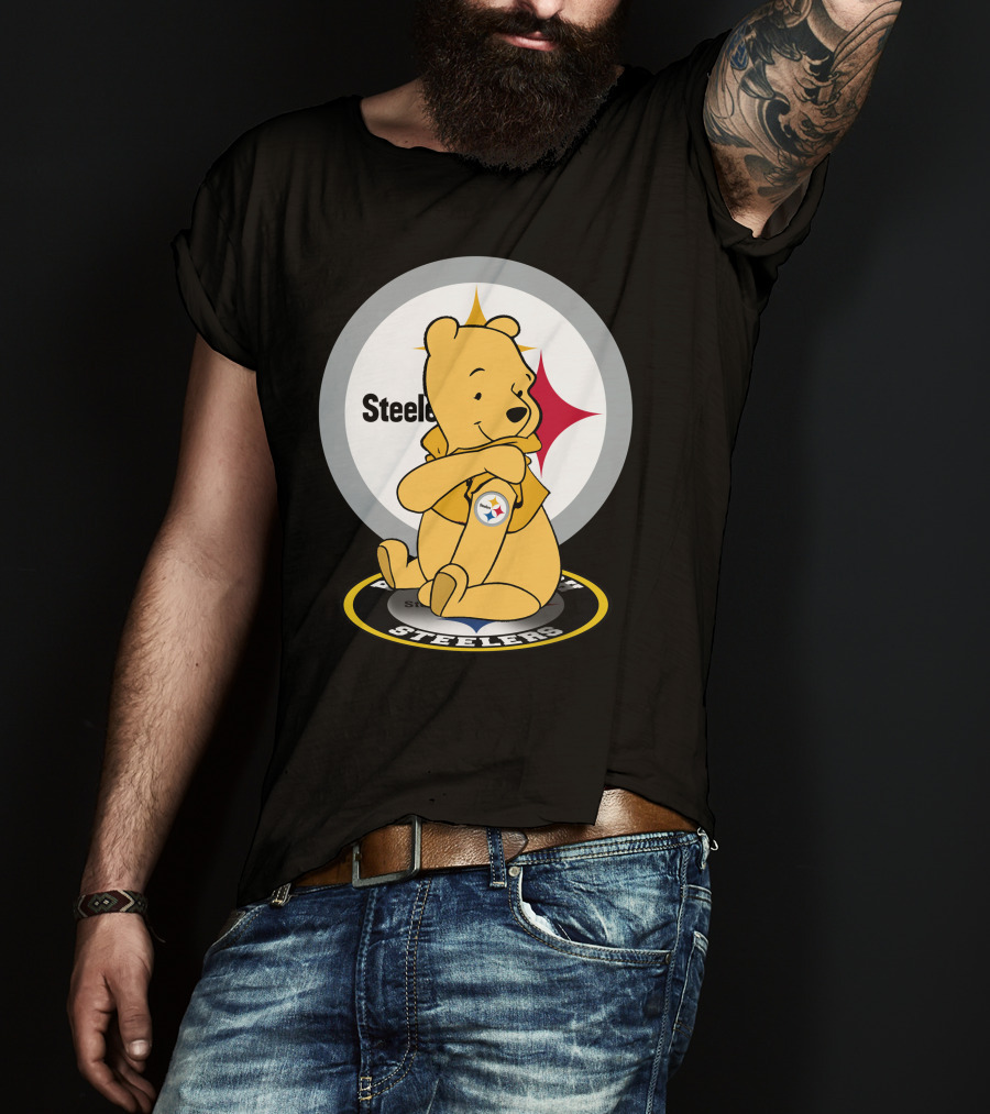 Steelers Pooh Sitting With Steelers T-Shirt