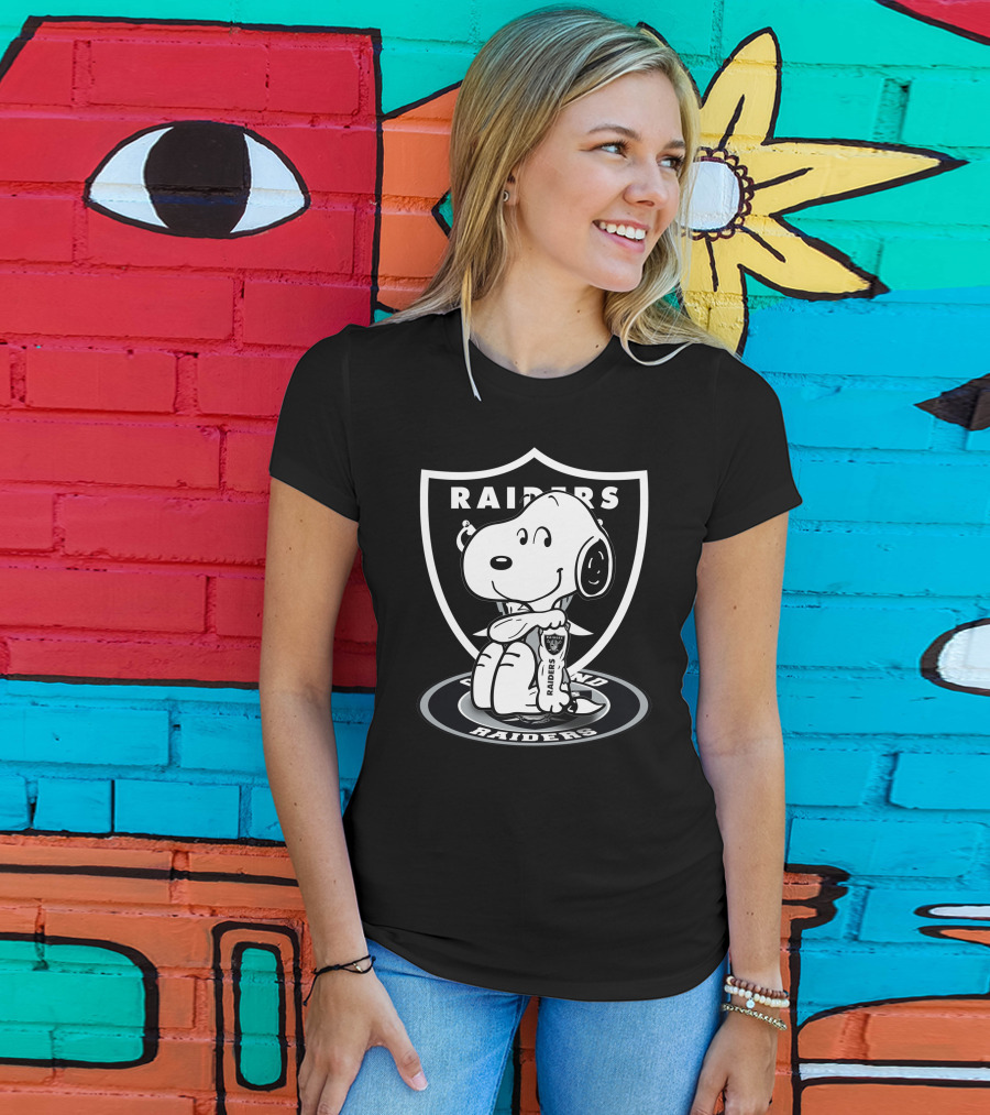 Snoopy Raiders Oakland Raiders Football NFL Peanuts Crossover T-Shirt