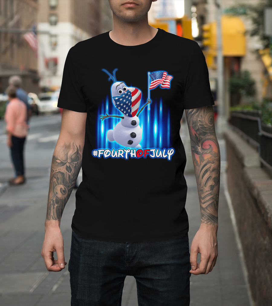 FourthofJuly Olaf Holding American Flag T-Shirt