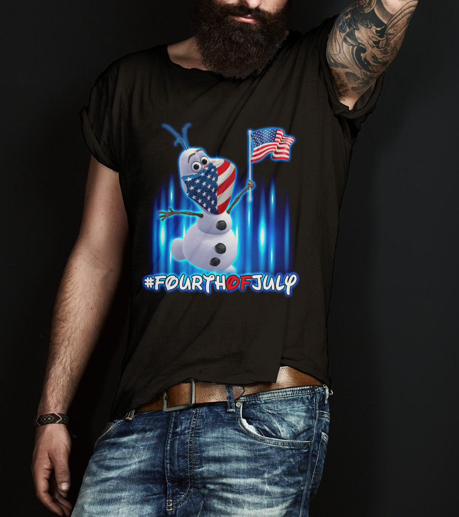 FourthofJuly Olaf Holding American Flag T-Shirt