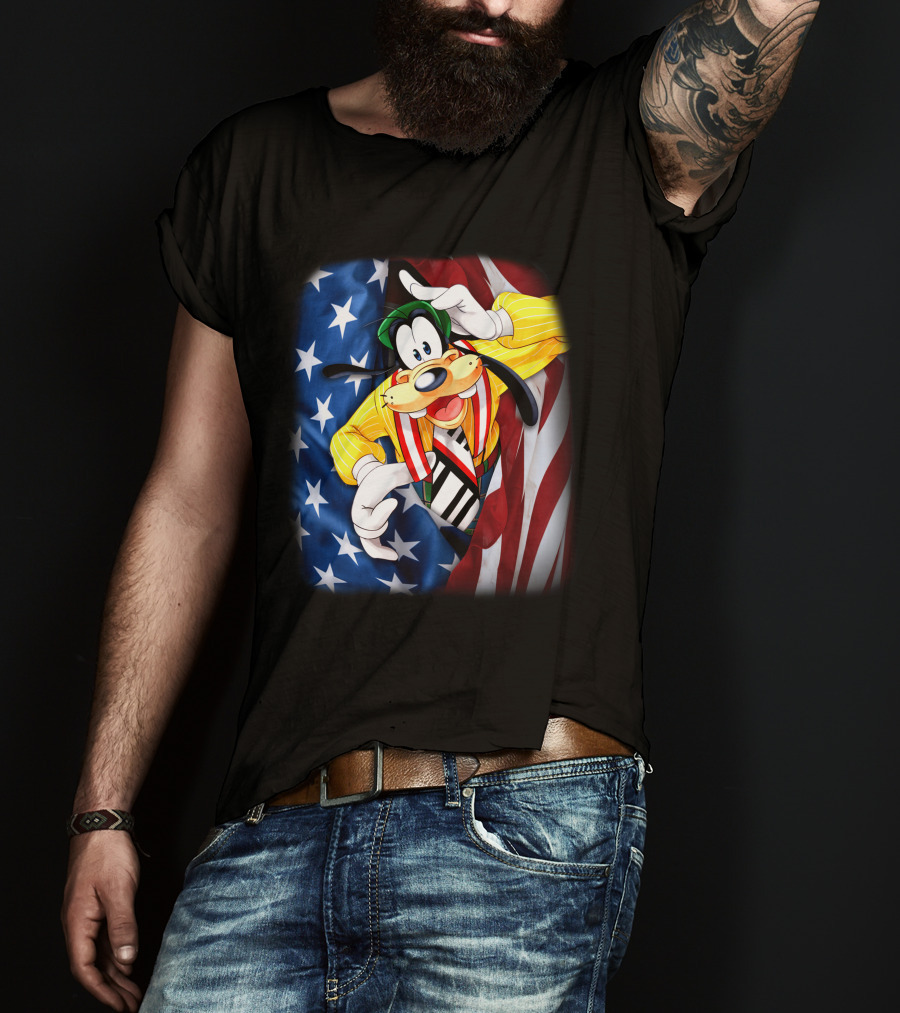 Goofy United States Flag Patriotic T-Shirt