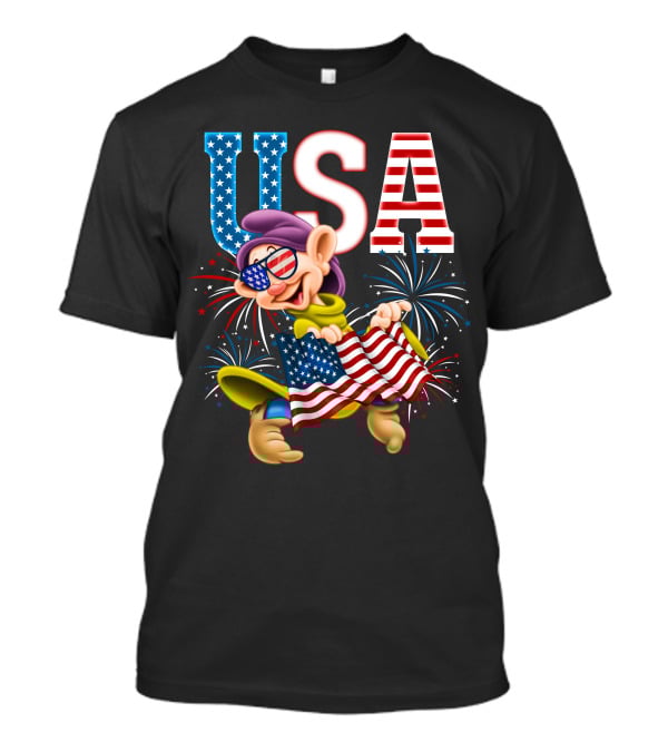 USA Dopey Stars And Stripes Fireworks T-Shirt