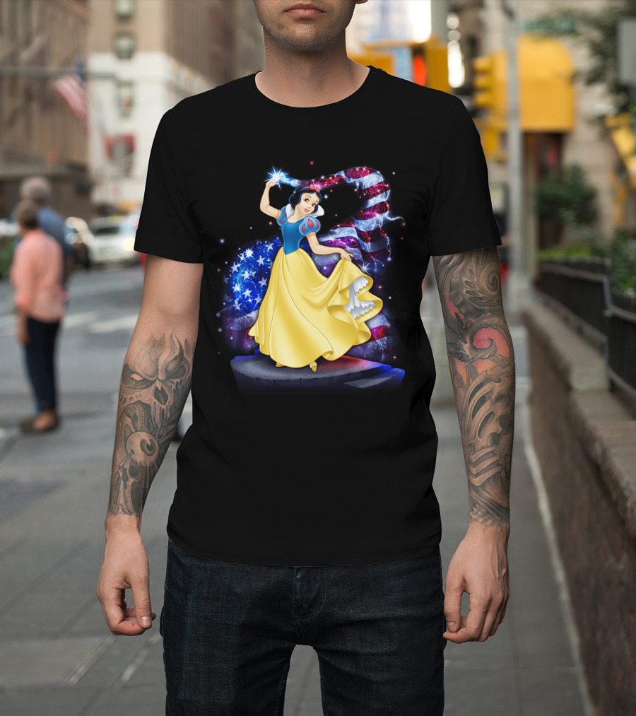 Snow White American Flag Bling July T-Shirt