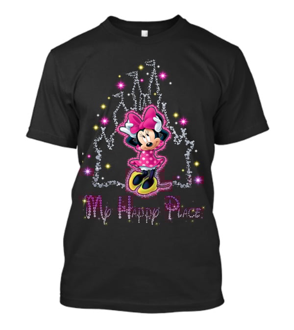 Minnie My Happy Place Pink Polka Dot Dress Castle Sparkle T-Shirt
