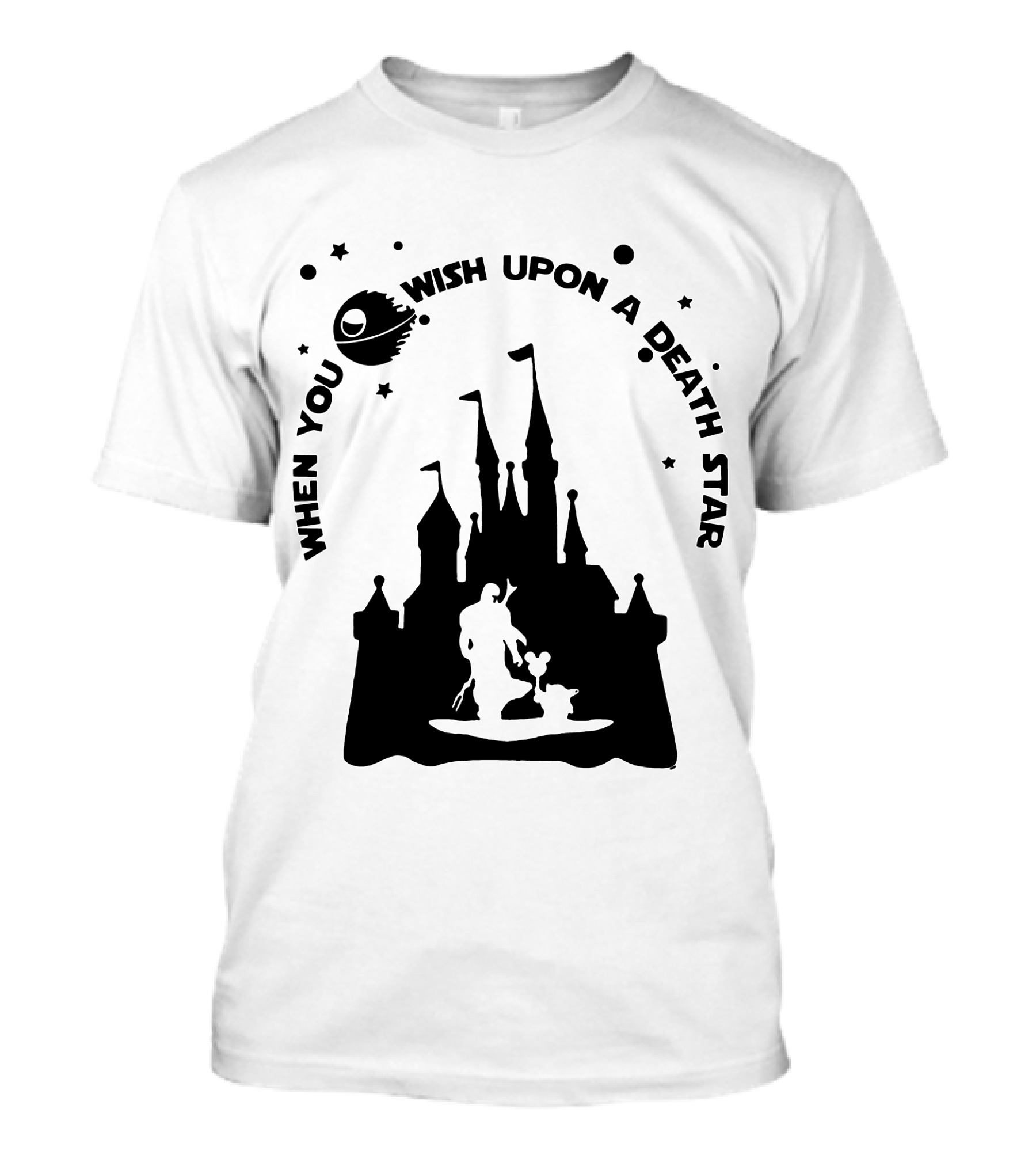 When You Wish Upon A Death Star Disney Castle Baby Yoda T-Shirt