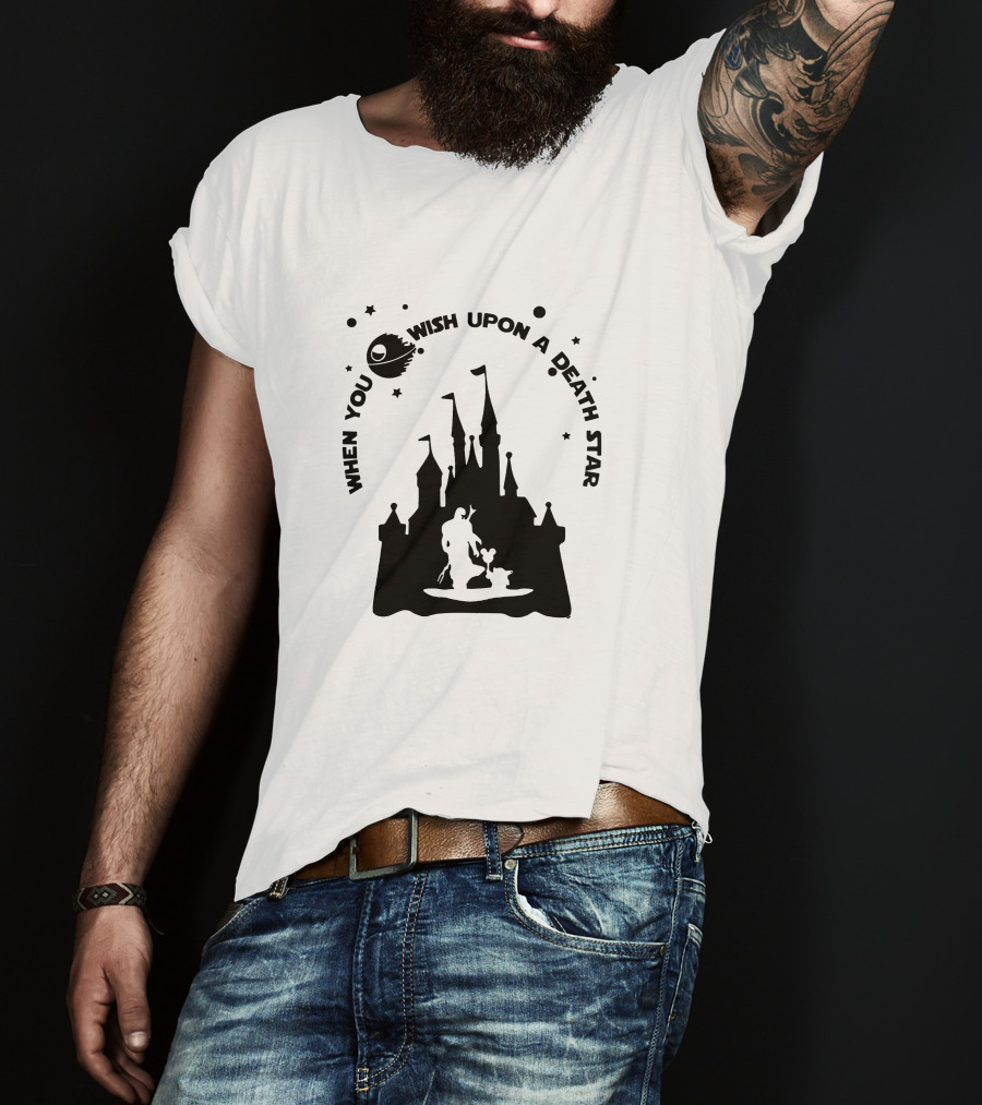 When You Wish Upon A Death Star Disney Castle Baby Yoda T-Shirt