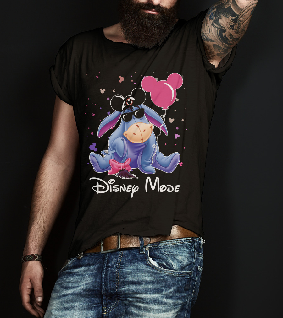 Disney Mode Eeyore With Mickey Balloon And Sunglasses T-Shirt