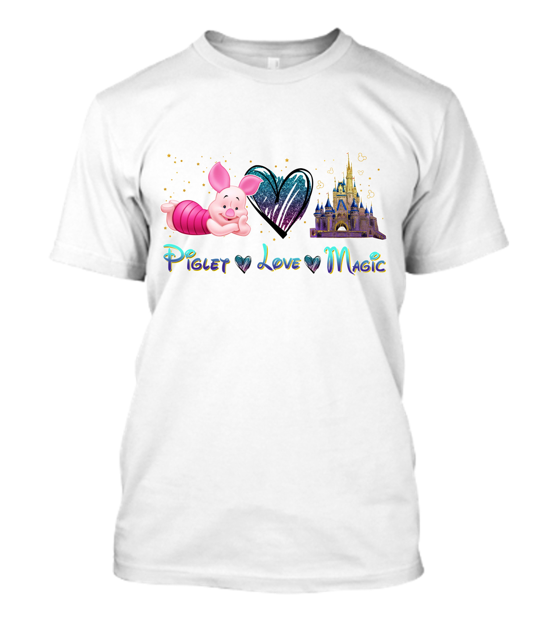 Piglet Heart Love Magic Castle Fantasy T-Shirt