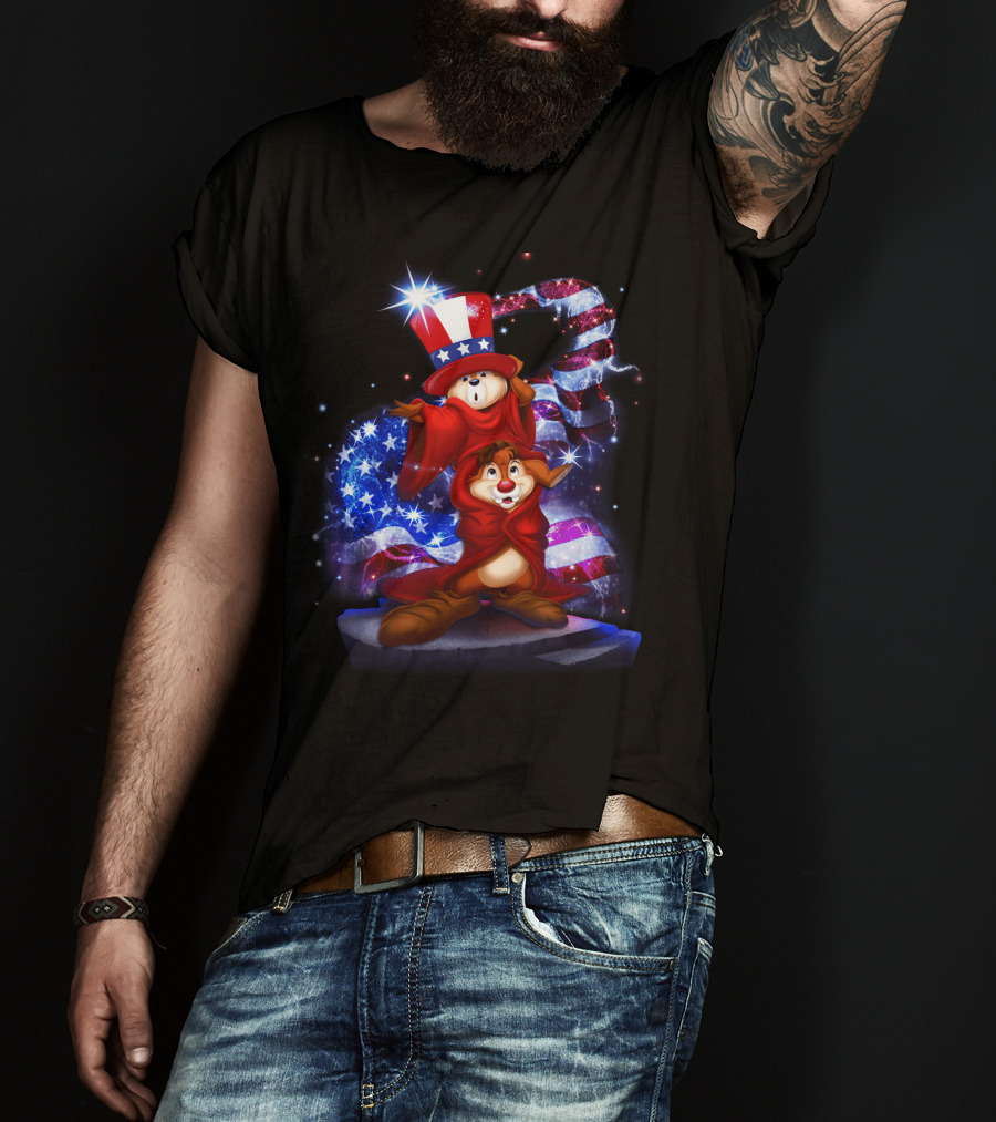 Chip N Dale Patriotic Stars And Stripes USA T-Shirt