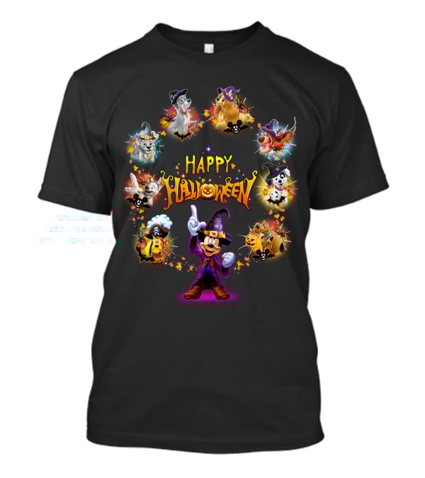Disney Dogs Happy Halloween Party Featuring Iconic Characters And Festive Magic T-Shirt