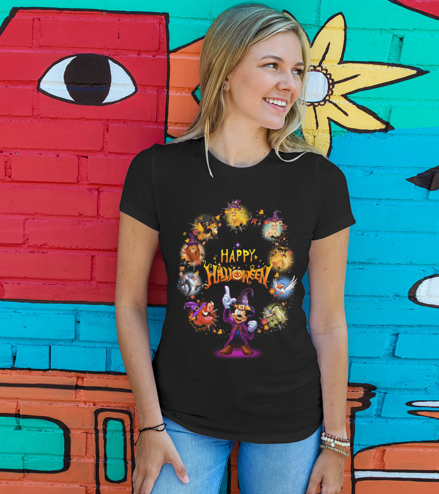 Happy Halloween Lion King Disney Characters Magic Circle T-Shirt