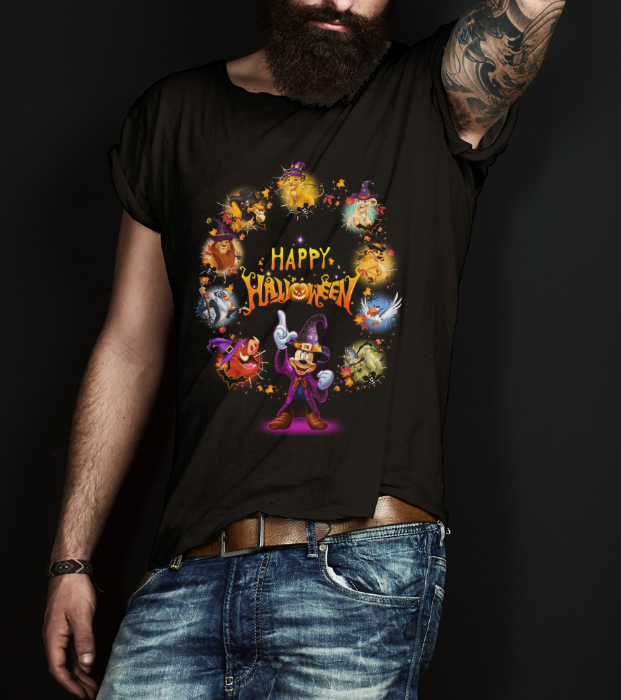 Happy Halloween Lion King Disney Characters Magic Circle T-Shirt