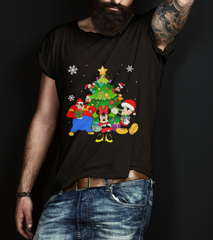 MK And Friends Christmas Tree Holiday Celebration With Gifts And Snowflakes T-Shirt
