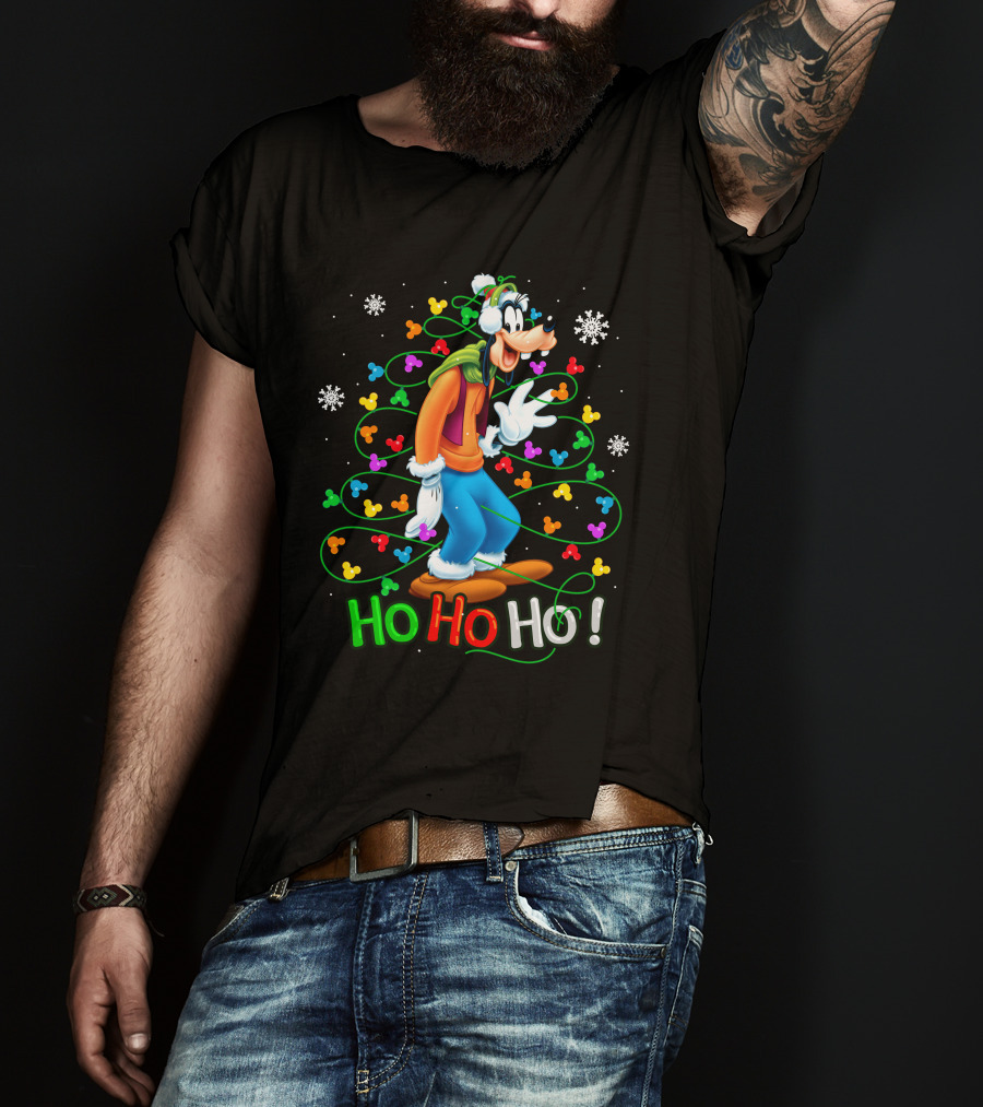 Goofy Ho Ho Ho Christmas Lights Fun Snowflakes T-Shirt