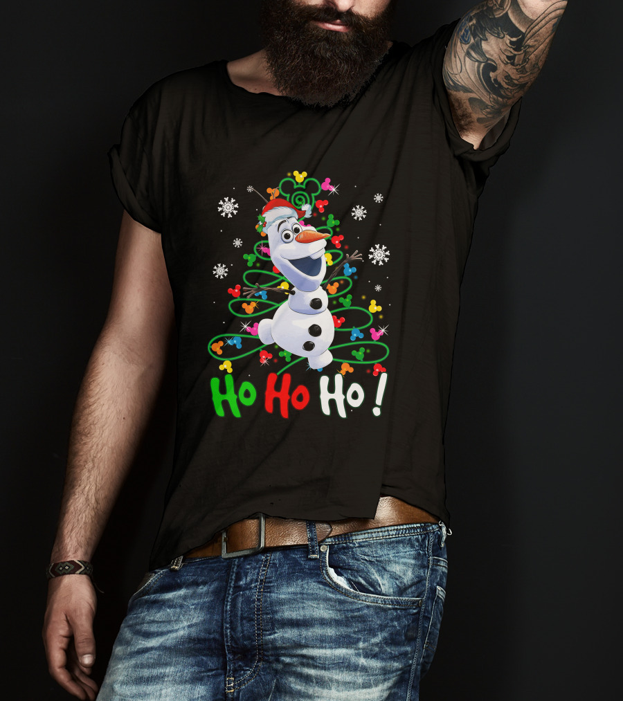 OL HHH Christmas Ho Ho Ho Olaf Disney Frozen Holiday Mickey Mouse Snowflakes T-Shirt