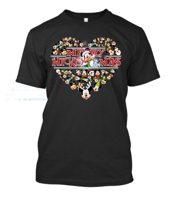 Merry Mickey Mouse Christmas Heart T-Shirt