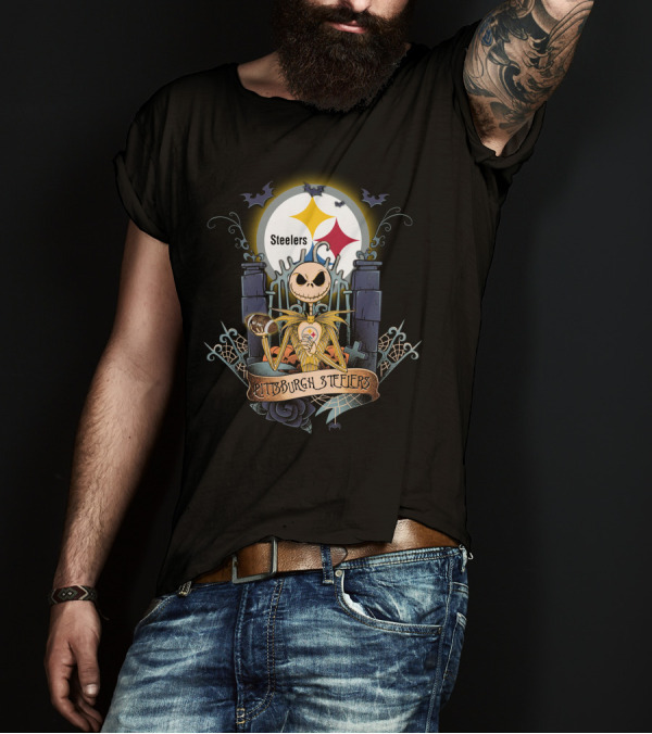 Pittsburgh Steelers Jack Skellington Crossover Halloween T-Shirt