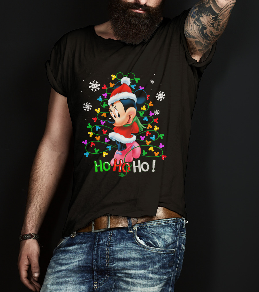Minnie Mouse Ho Ho Ho Christmas Lights T-Shirt
