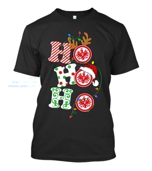 Eintracht Frankfurt HoHoHo Christmas Lights Reindeer Antlers Santa Hat T-Shirt