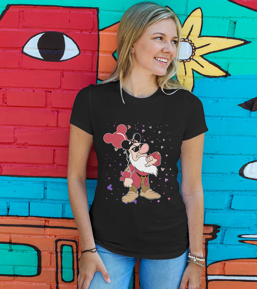 Grumpy With Mouse Ears Balloon And Confetti T-Shirt
